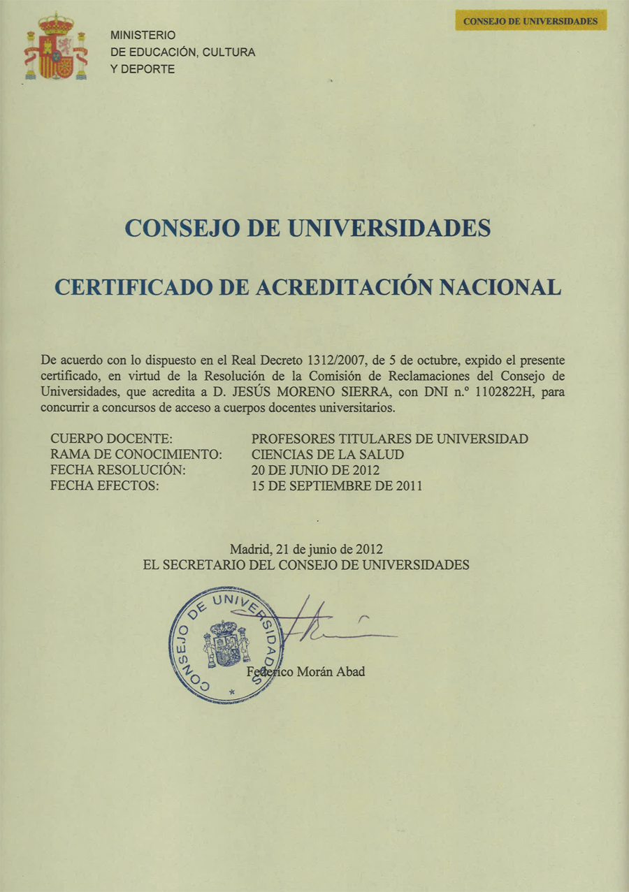 Certificado de acreditación nacional